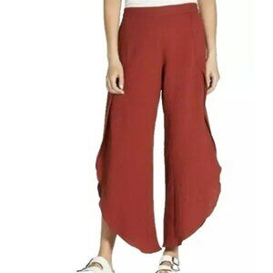 Alison Joy Women's Medium Cora Burnt Orange Split Leg Boho Crop Pull-On Pants
